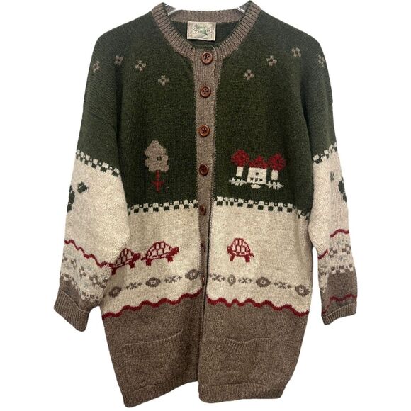 Vtg Annie Laurie Cardigan Sweater Shetland 100% Pure Wool Scotland 1980s Cottage - Picture 1 of 10